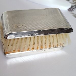 Mens Antique Vintage Monogram Sterling Silver Grooming Brush Set